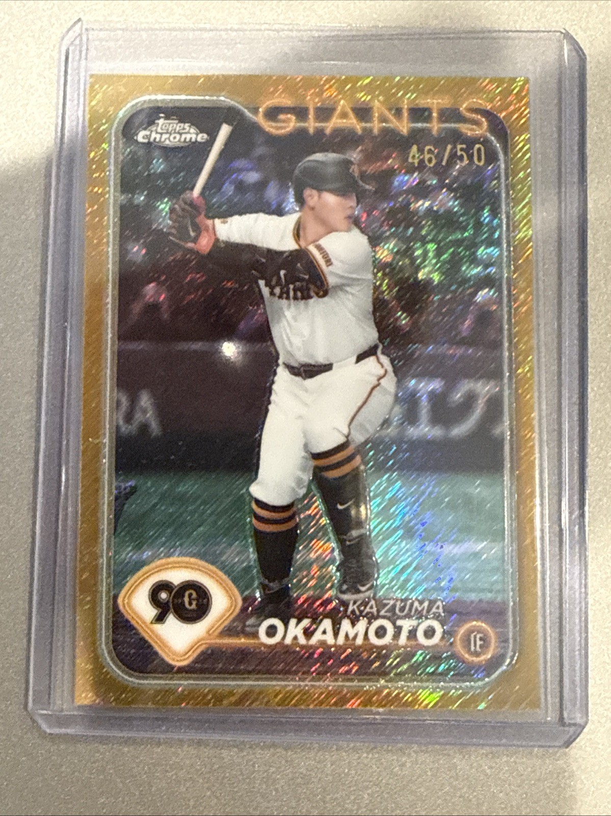 Kazuma Okamoto 2024 Topps Chrome NPB Japan Gold Shimmer Refractor /50 Blue Jays