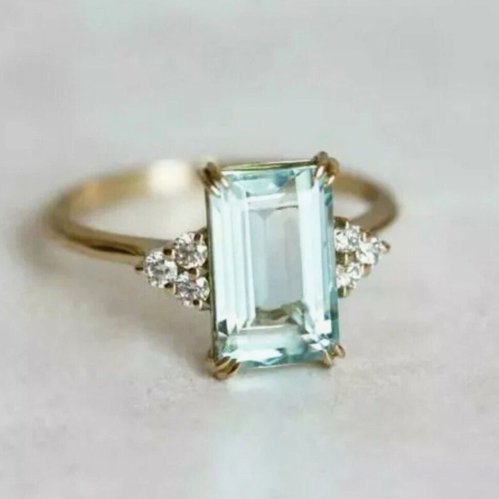 2.00 Ct Emerald Cut Lab Created Diamond Engagement Ring 14K Yellow Gold Over