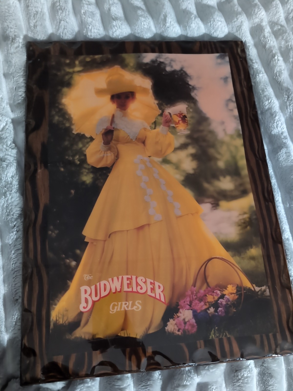 Vintage The Budweiser Girl Wooden Frame Resin Cover