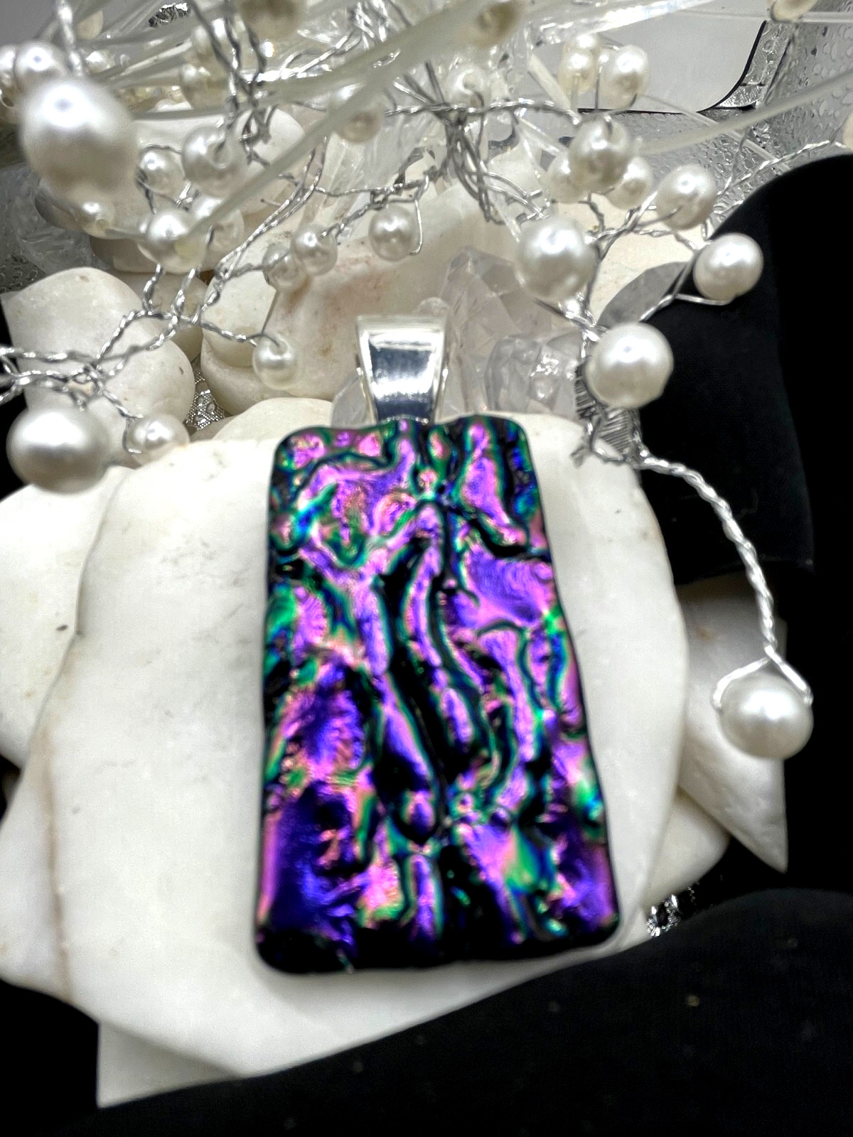 Handmade Dichroic Glass Pendant- LOVE THAT GLASS- Newest glass! 