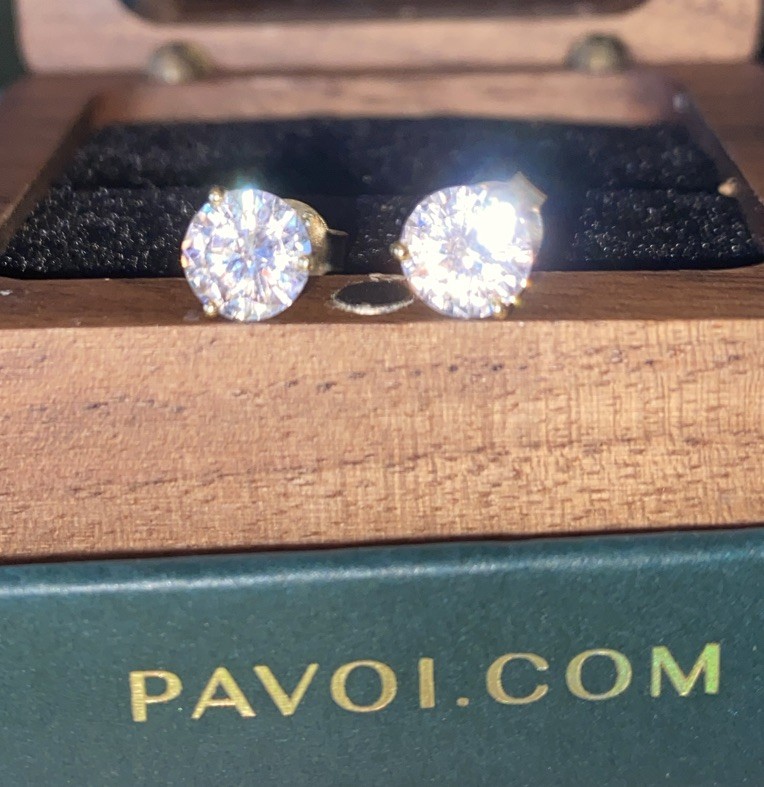 PAVOI 14K Gold Plated Sterling Silver Cubic Zirconia Stud Earrings New