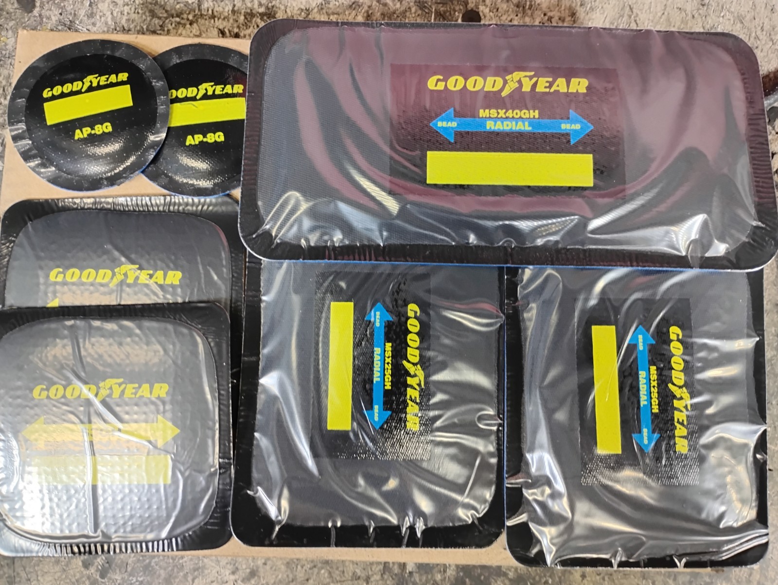 7 Large Medium Small Radial Semi Tire Repair Patches Goodyear pro grade