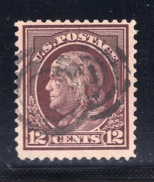 (1912-14) #417 12¢ Franklin used stamp perf 12 single line watermark