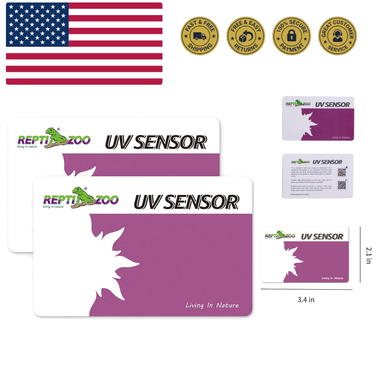 UVB Tester Reptile Lamp UV Sensor Reptile UVB Fluorescent Lamp Tester Card, S...