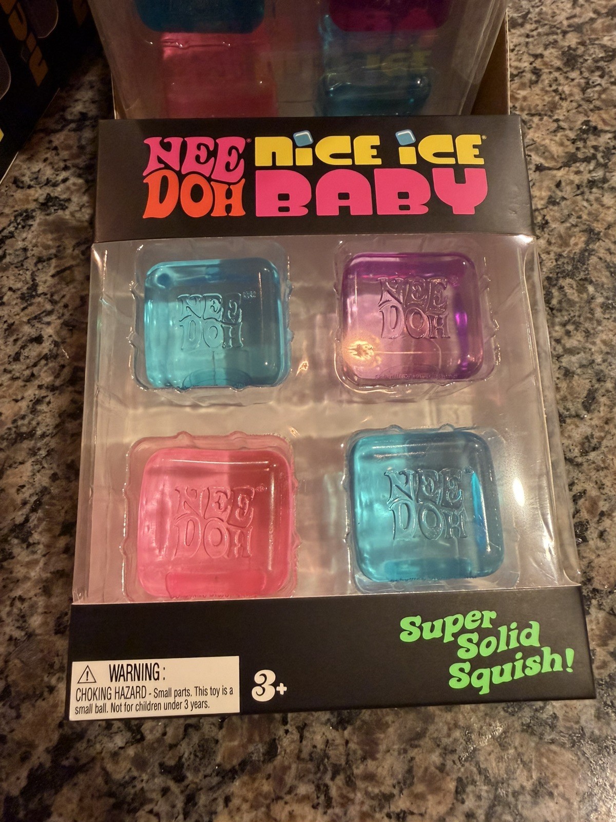 NeeDoh Nice Ice Baby 4 pack, Set of Four Nee Doh Mini Nice Cube Pink Blue Purple
