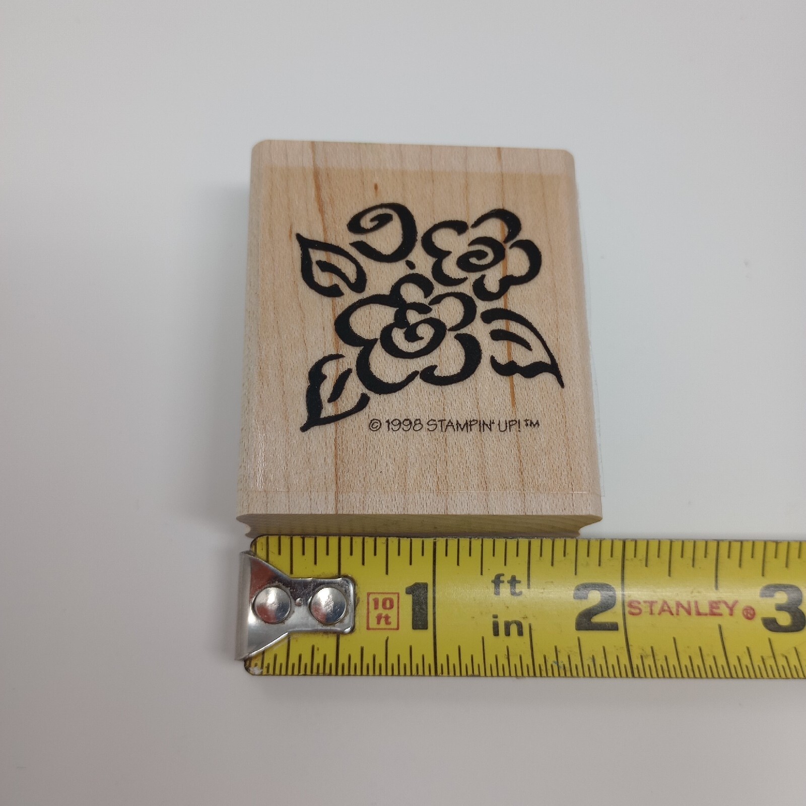 Stampin Up Flower Plants Leaves Outline Nature 1998 Wood Mounted Rubber Stamp