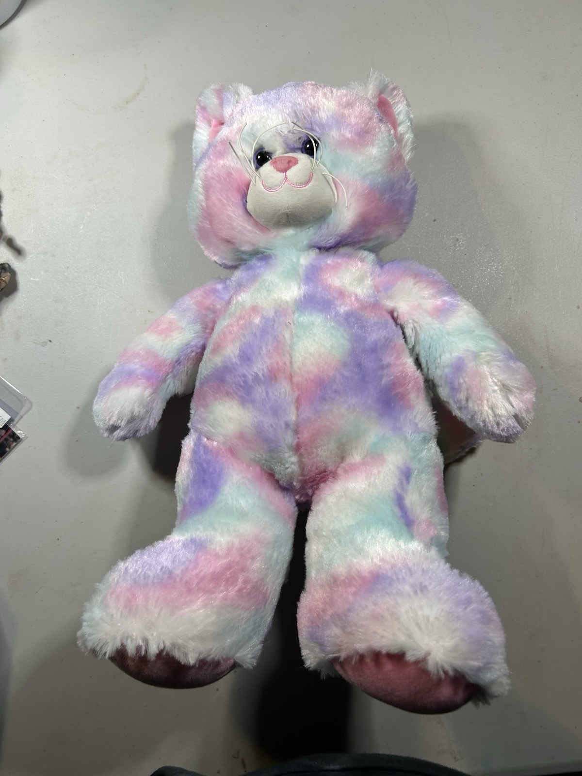 Build a Bear 16" Plush Kitty Cat Pastel Tie Dye Pink/Purple/Aqua/White