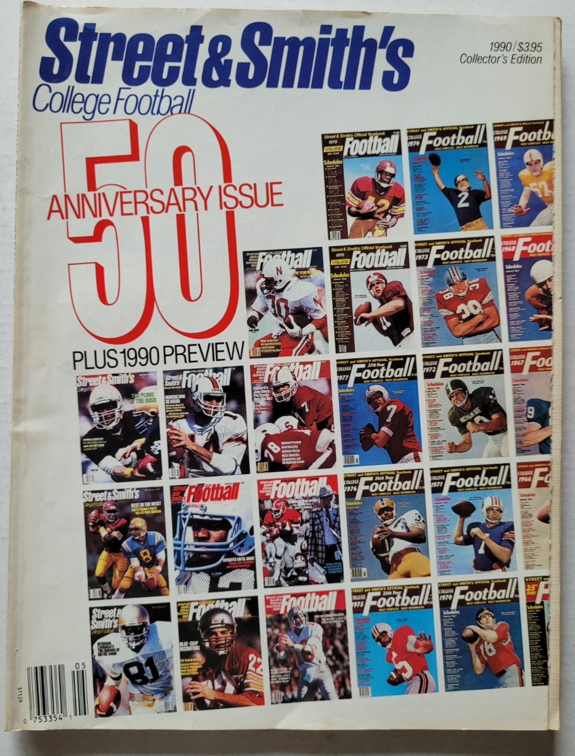 1990 COLLEGE FOOTBALL PREVIEW 50TH ANNIVERSARY ISSUE STREET & SMITH