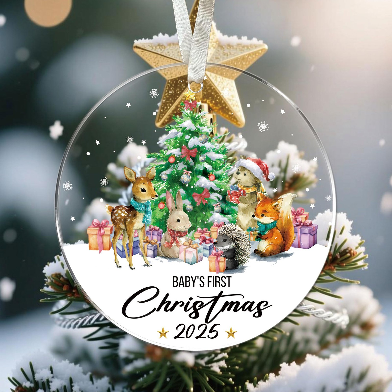 Family Baby First Christmas Ornament - New Mom and Dad Gifts Animal 