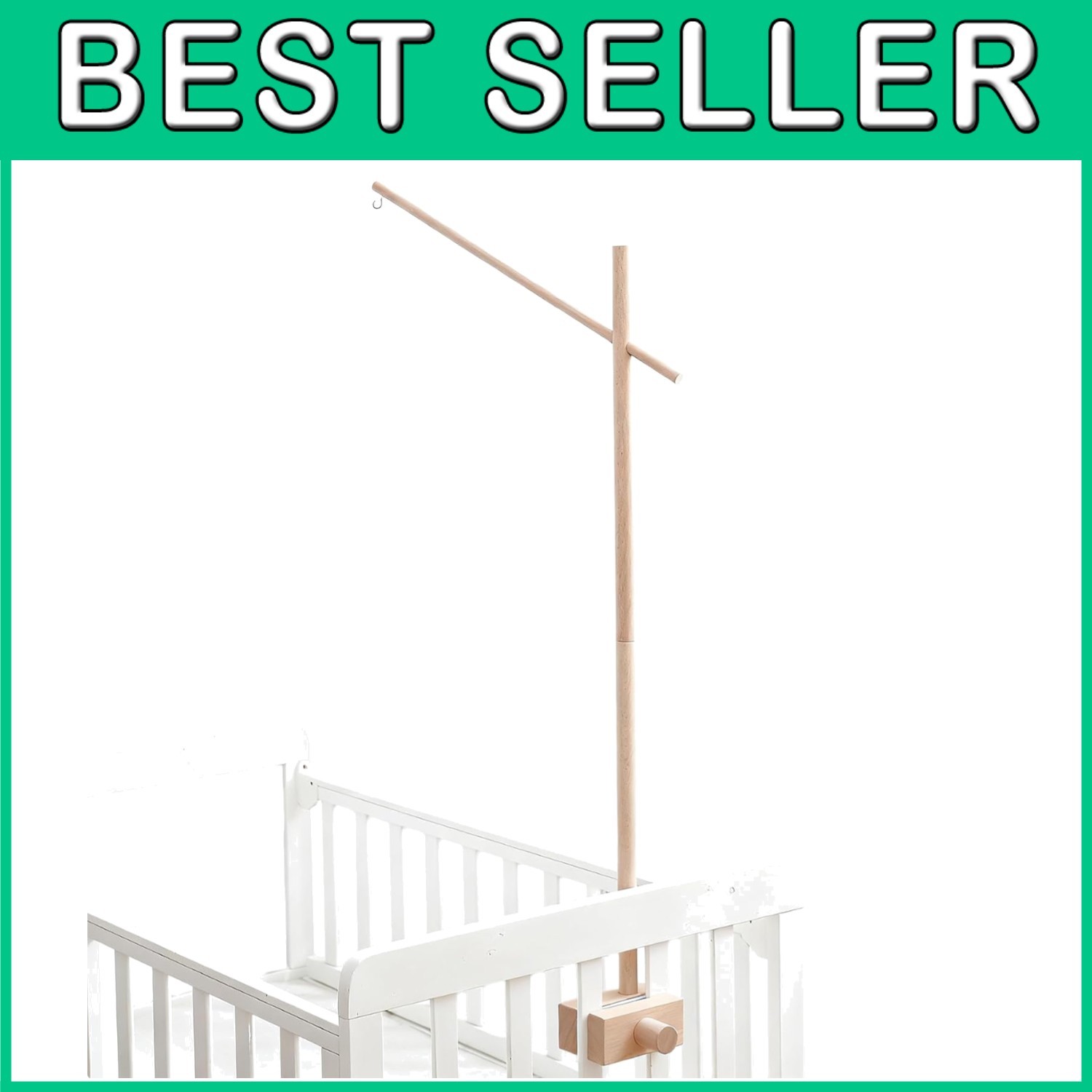 Baby Girl Nursery Decor | 33.5in Wooden Crib Mobile Arm