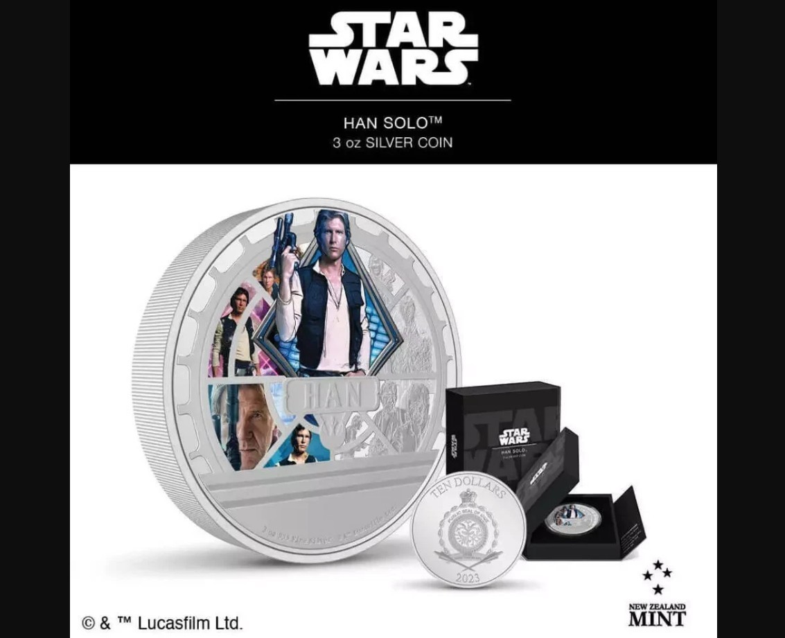 2023 New Zealand Mint Star Wars: Han Solo 3 oz Colorized Proof Silver Coin
