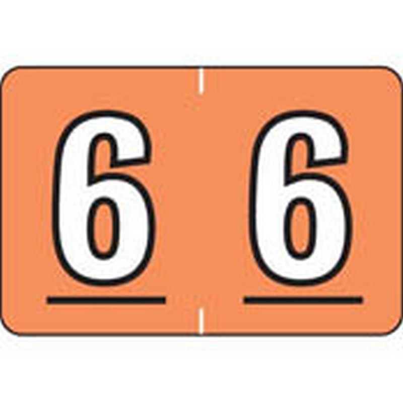 Colwell Compatible Numeric "6" Labels, Polylaminated Stock, 1" X 1-1/2"