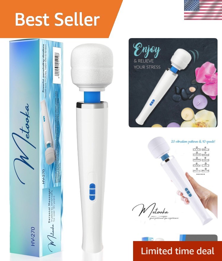 Portable Rechargeable Massage Wand - 8 Speed Handheld Massager for Sore Muscles