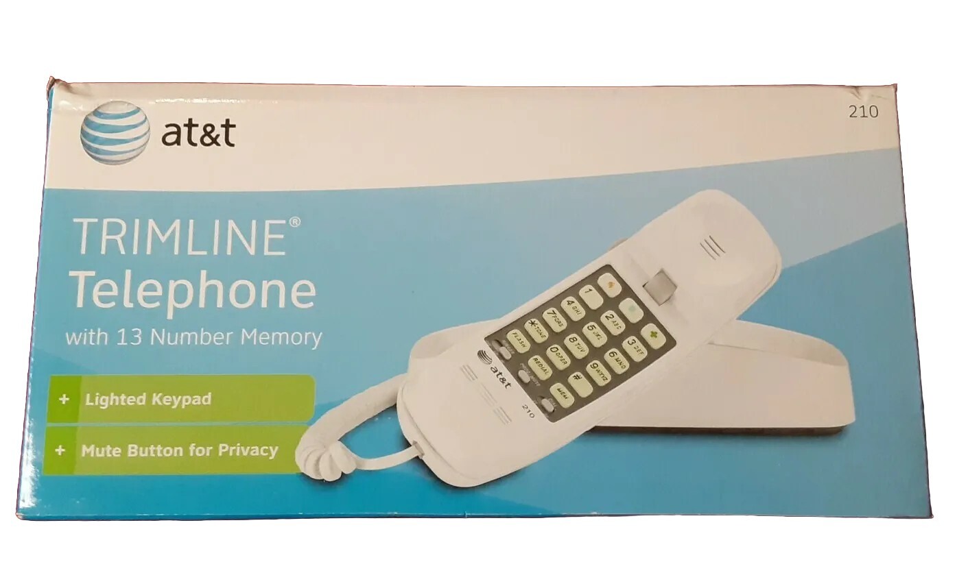  210WH AT&T Corded TrimLine Phone,Lighted Keypad, White BRAND NEW