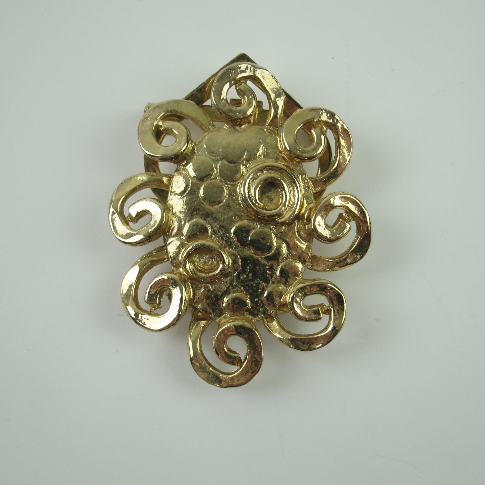 Vintage Mode ART Gold Tone Dual Brooch Pin Scarf Clip Art Deco Retro Jewelry