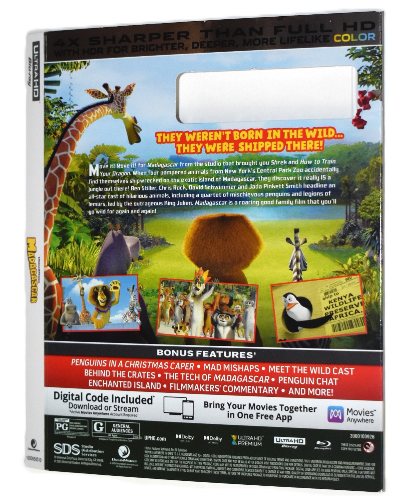 UHD SLIPCOVER - Fits:  Madagascar Ultra HD 4K Blu-ray - SLIPCOVER ONLY