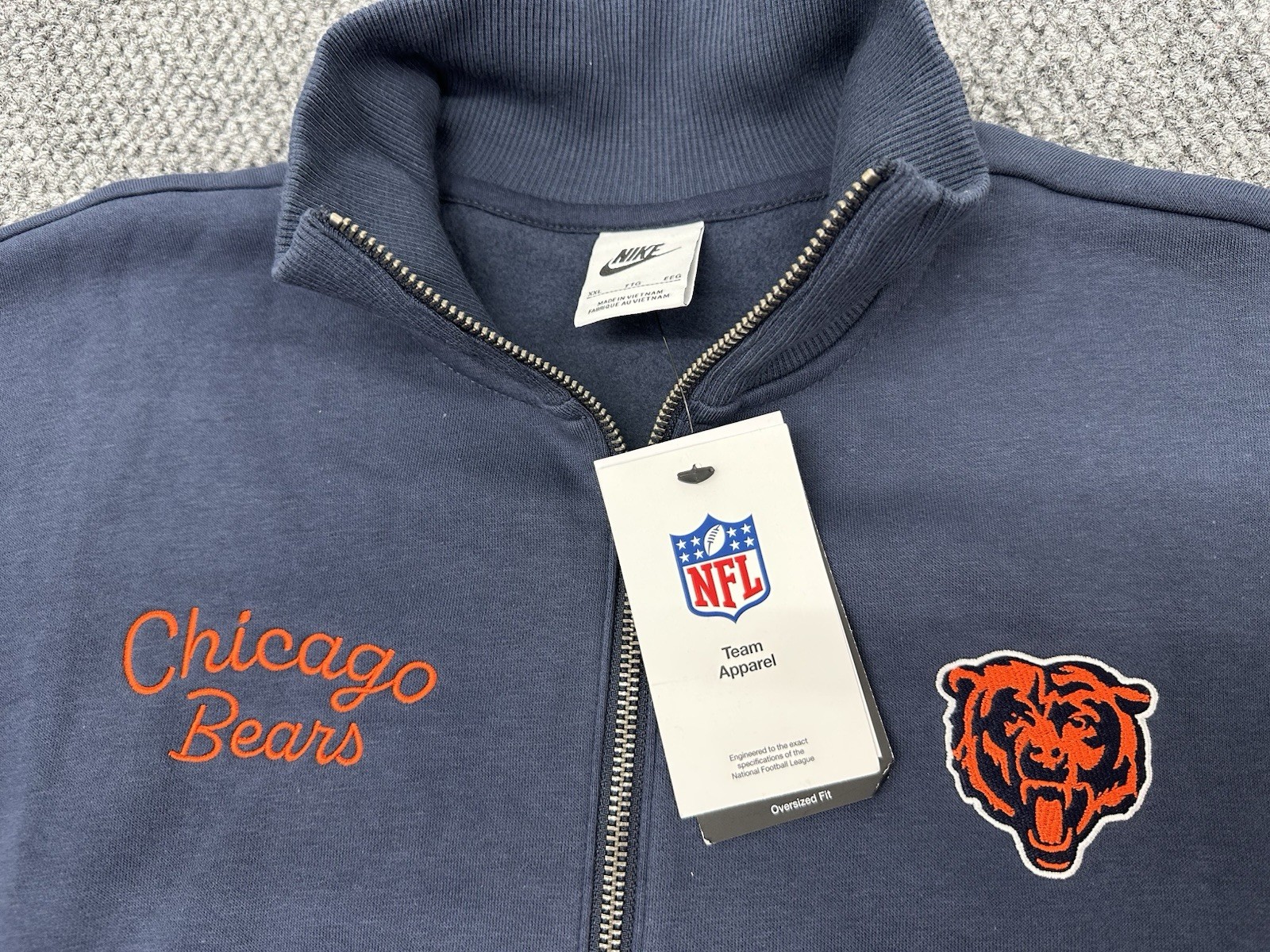 Chicago Bears Women’s XXL Nike Primetime Oversized Half-Zip Sweatshirt - New