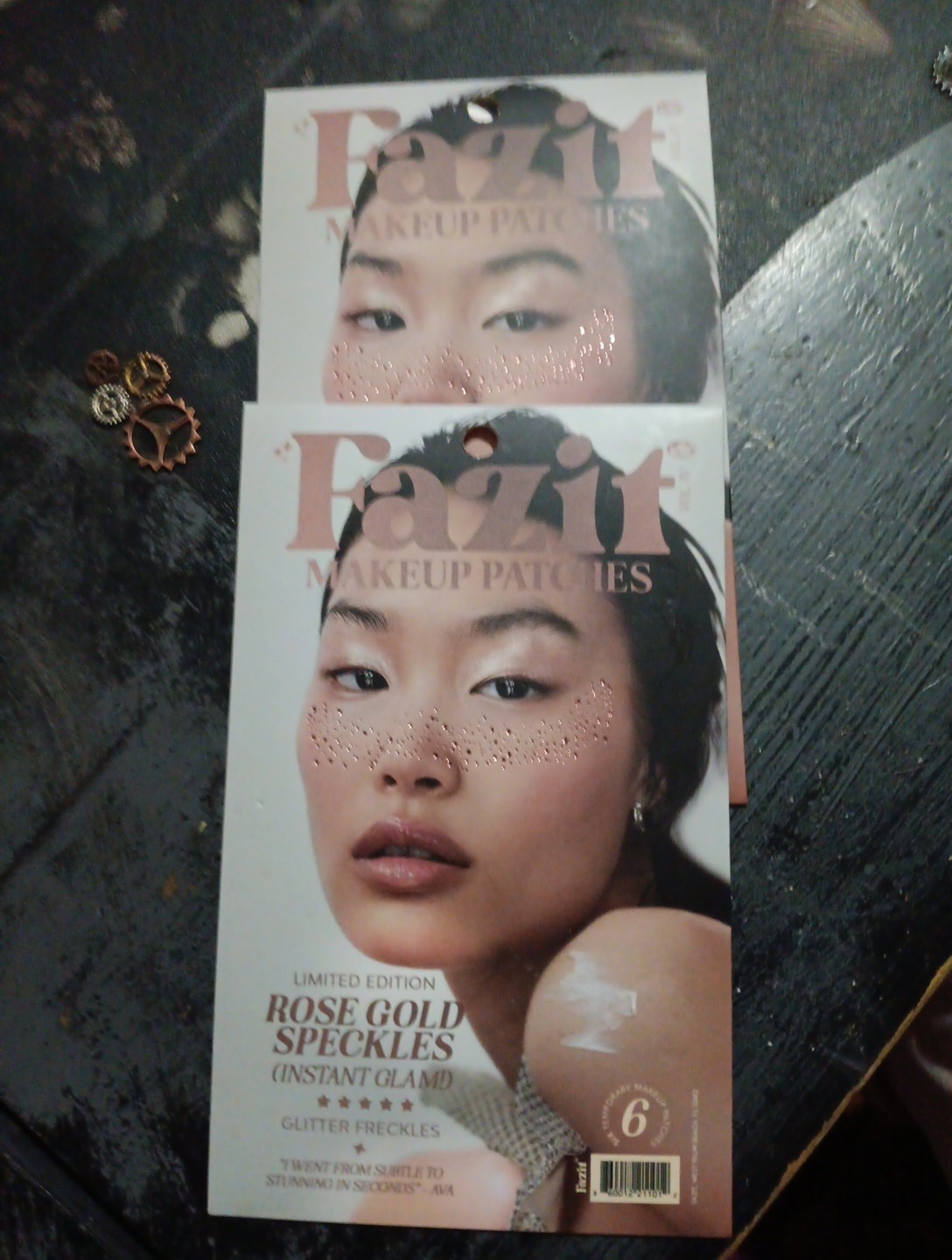 Fazit Makeup Patches Rose Gold Face Glitter Speckles Temp Tattoo Exp 11/2027