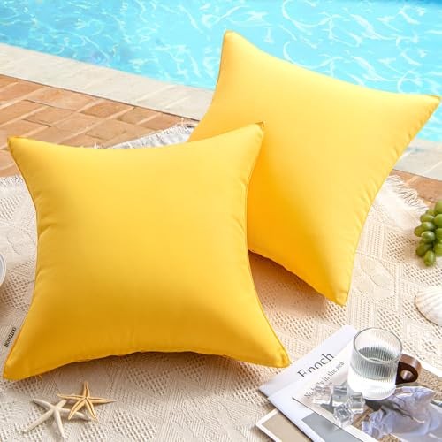  Pack of 2 Decorative Outdoor Waterproof Pillow 18" x 18" (Pack of 2) Yellow