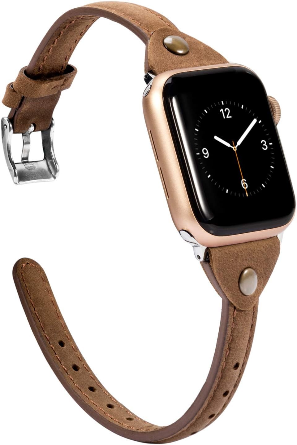 Slim Rivet Leather Strap Compatible with Apple Watch Series 11 10 9 8 41mm