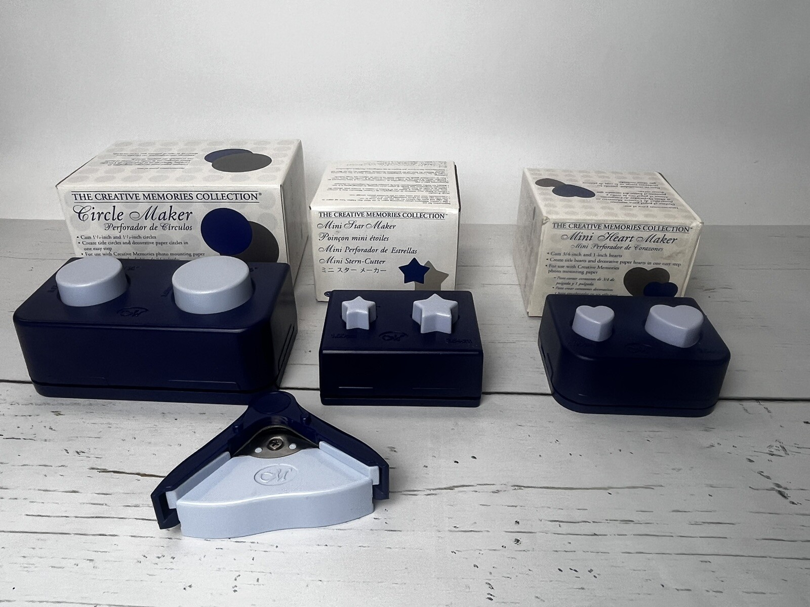 Lot of 3 Creative Memories Maker Punches Circle Star Heart + Corner Rounder