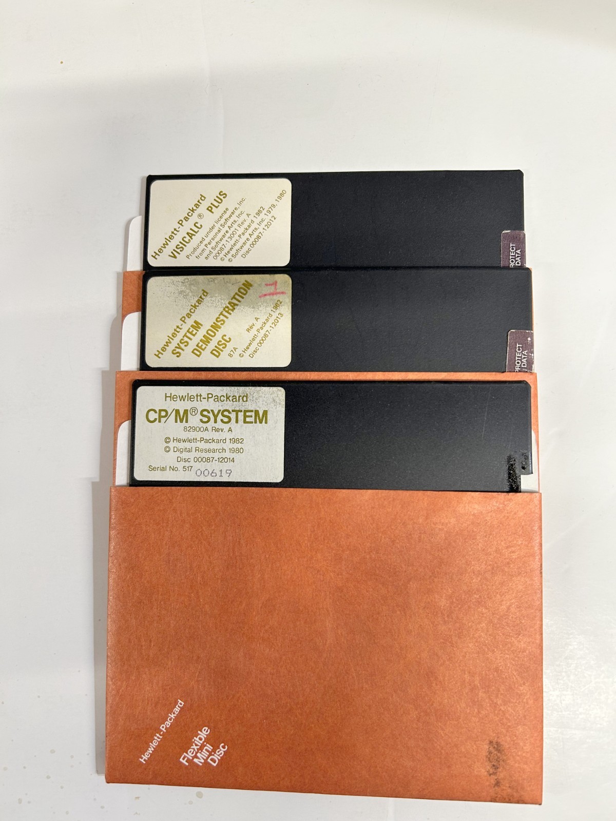 Lot of 3 Hewlett Packard HP-87 5 1/4"  Disks CP/M, Visicalc Plus & System Demo
