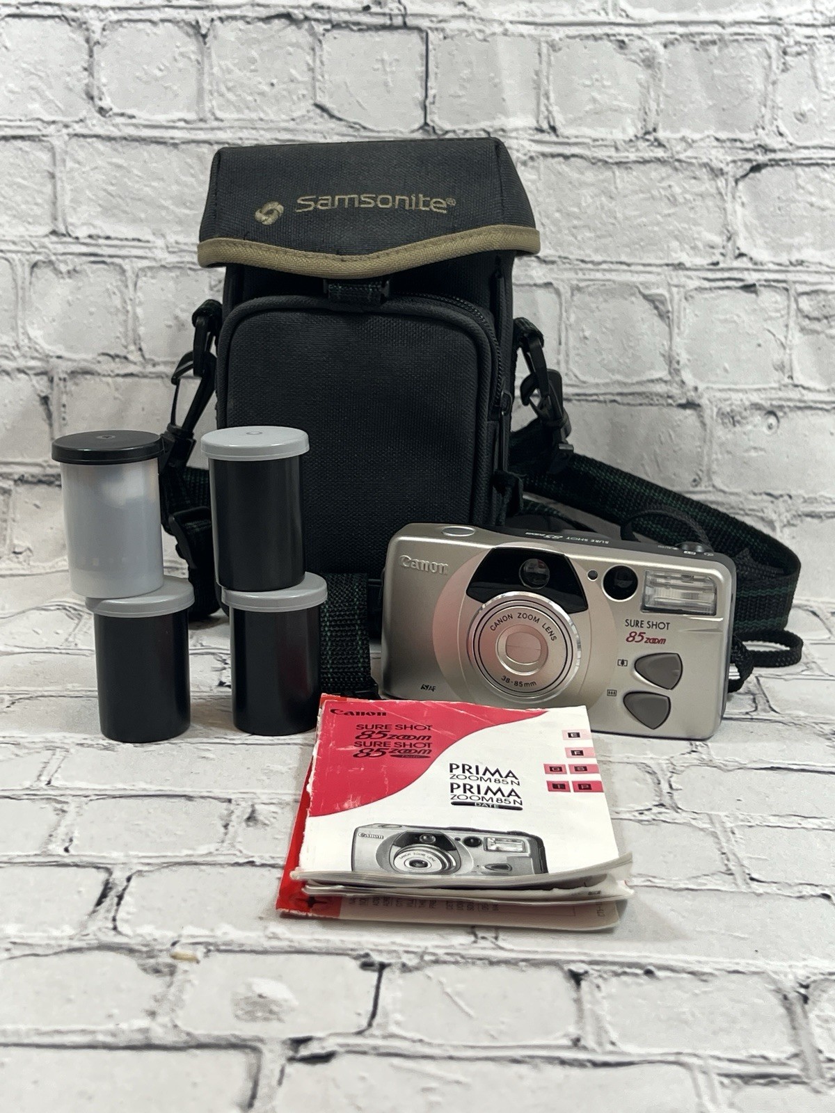 Canon Sure Shot 85 Zoom 35mm Point & Shoot Film Camera W/Case & 4 Films - Tested