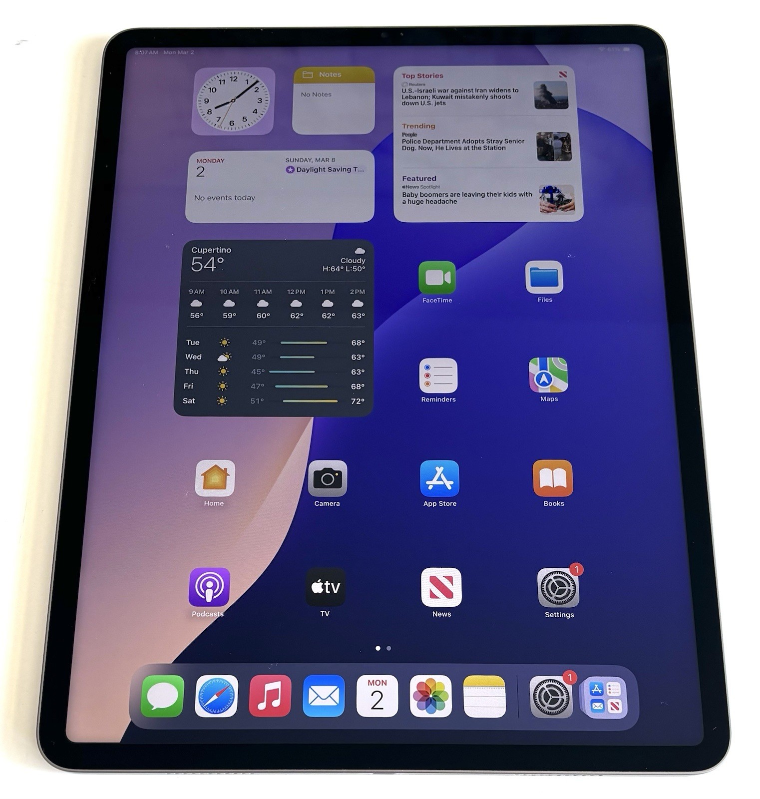 Apple iPad Pro 5th Gen A2378 - 512GB, Wi-Fi, 12.9 in -Space Gray