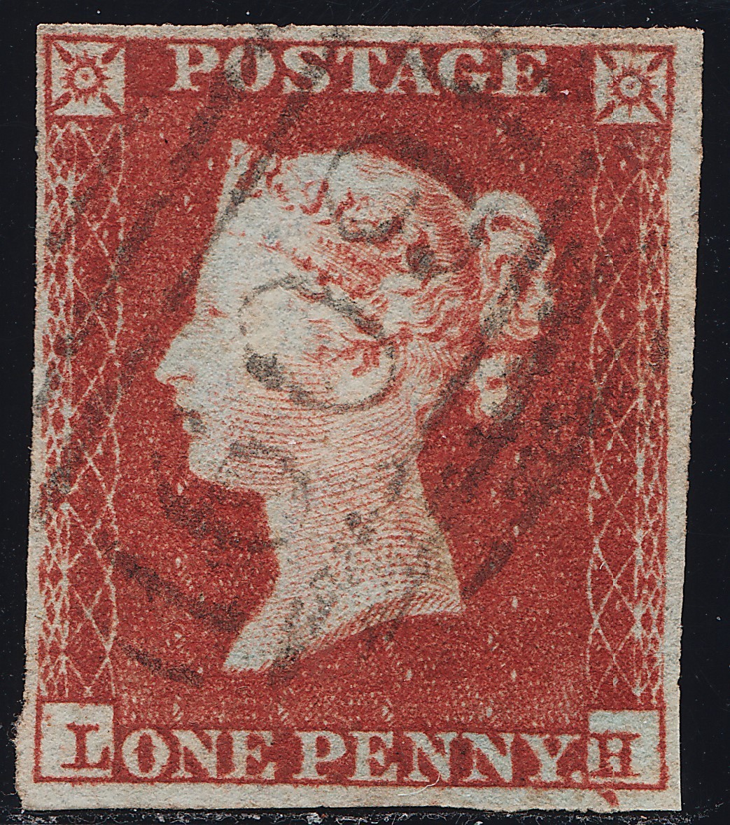1852 Penny Red Spec B2  Plate 142i (LH) Constant Variety  Fine Used 4 Margins