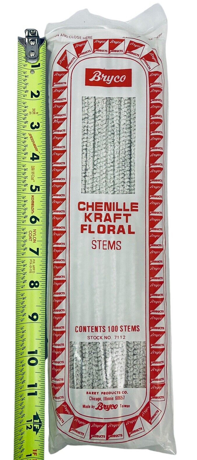 12" Vintage Bryco Chenille Kraft Stems Pipe Cleaners 100 per pack White Craft