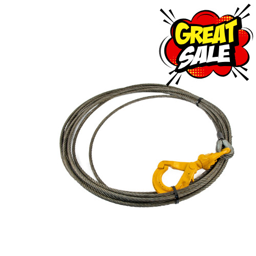 Winch Cable w/ Self Locking Hook | 3/8 in. x 75 ft. Steel Core 38075SCSL Winch