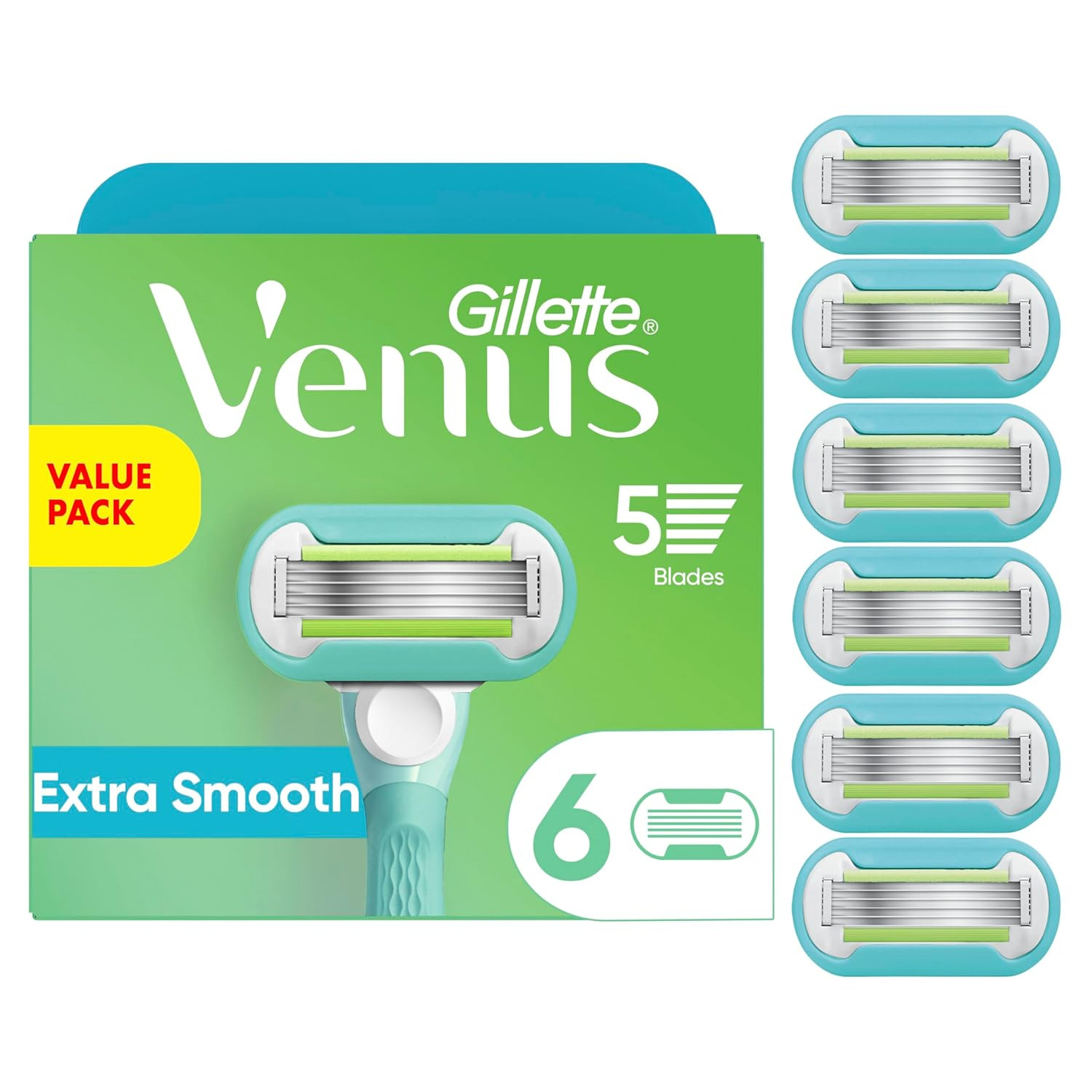 Extra Smooth Womens Razor Blade Refills, 6 Count, Designed for a Close, Smooth S