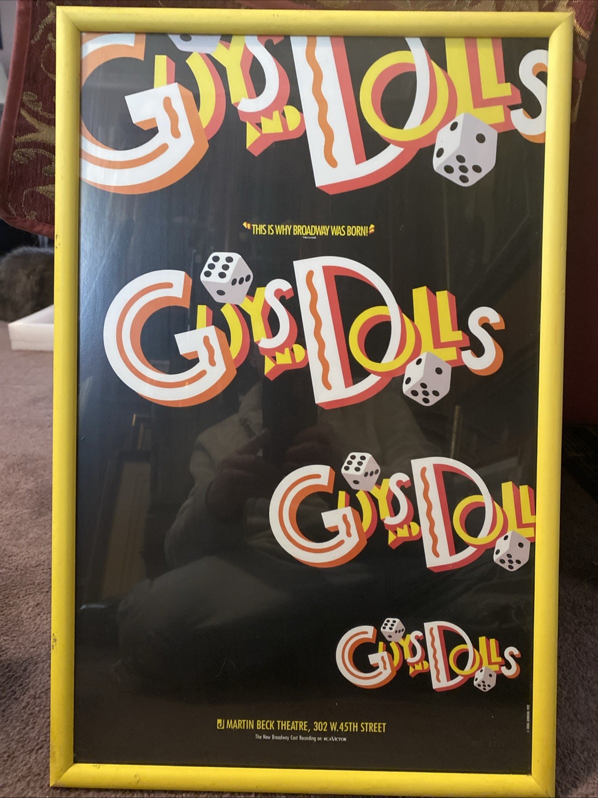 GUY'S AND DOLLS, MARTIN BECK THEATRE, BROADWAY WINDOW CARD/POSTER#1712