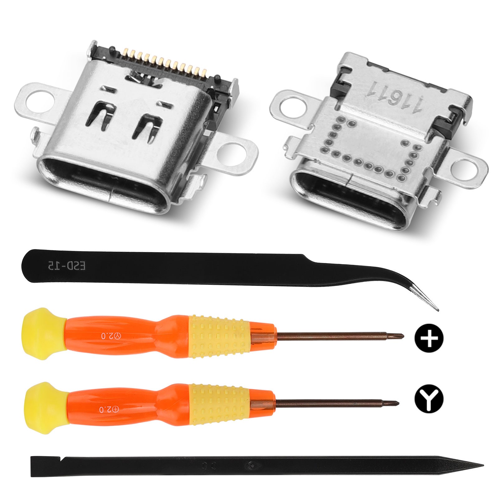 2*Type-C Port+Tweezer+Screwdriver+Pry Repair Kit For Nintendo Switch NS Console