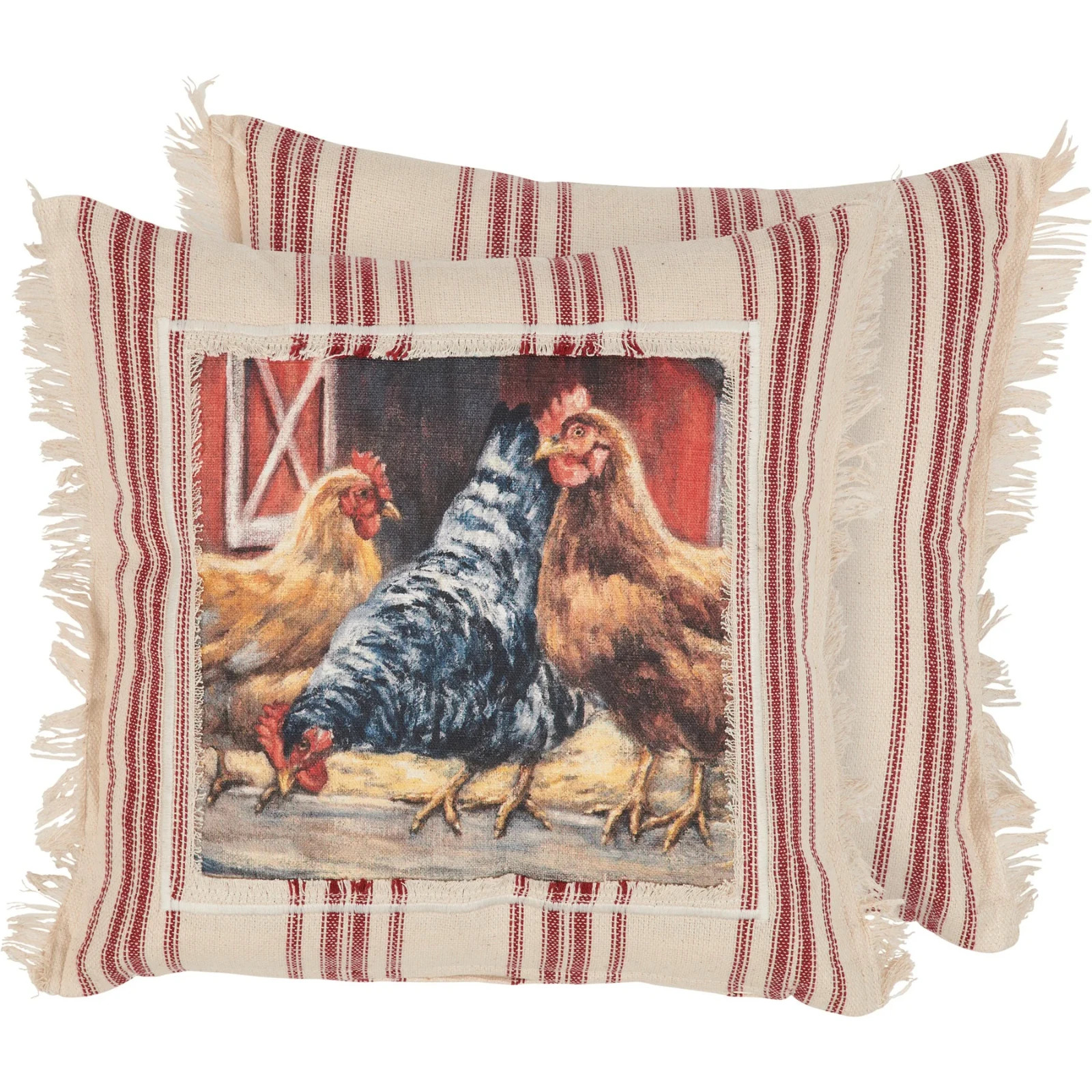 Set of 2 Barnyard Chicken Coop pillows, 12 x 12, Farmhouse style, PBK NWT