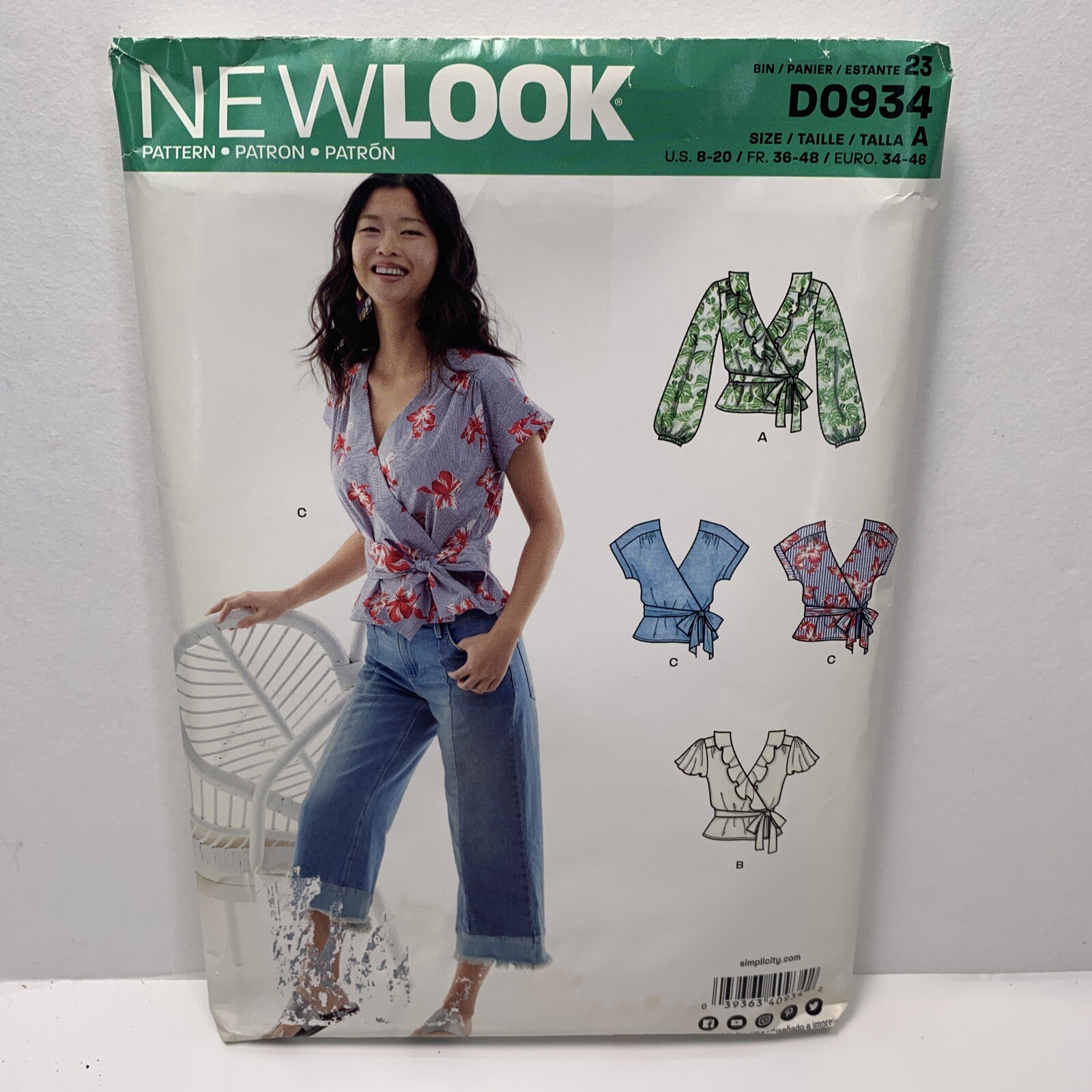 New Look D0934 0934 934 Misses Blouse Shirt Top Sewing Pattern 8-20 *Uncut*