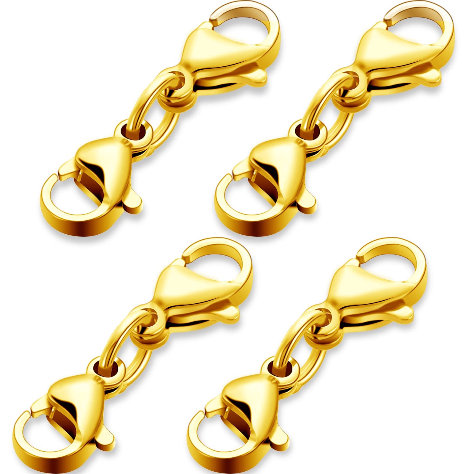 MTLEE Double Lobster Clasp Extender Claw Connector 1.3 Inch, Gold 