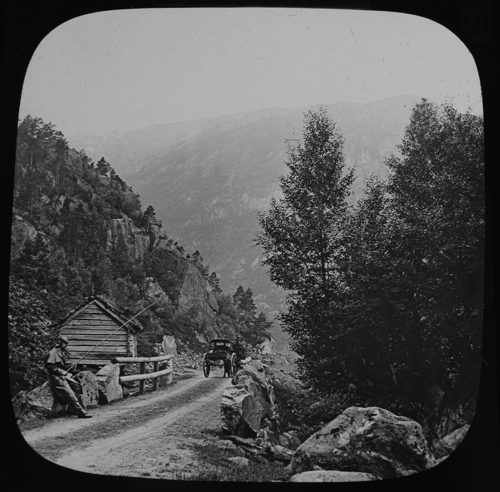 BEND ON NEW ROAD ODDE NORWAY C1888 ANTIQUE Magic Lantern Slide PHOTOGRAPH