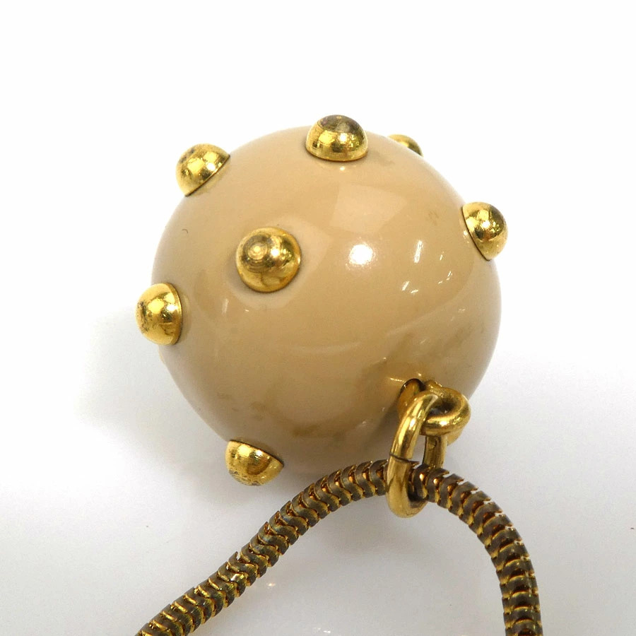 CHANEL Necklace Acrylic Metal Beige x Gold Ladies   56457k