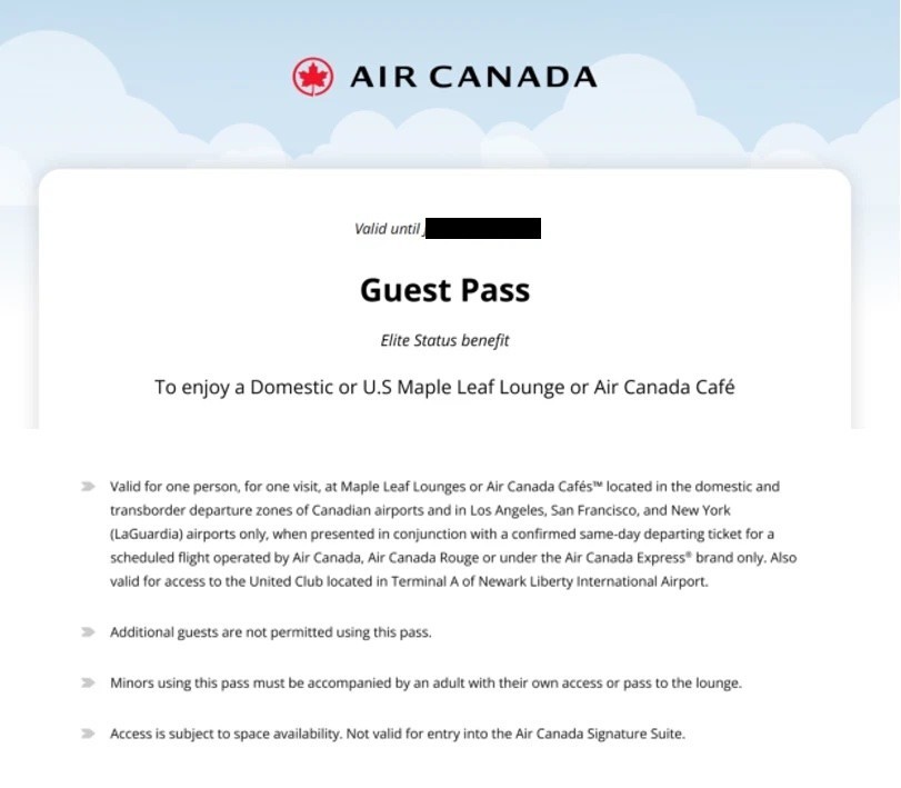 Air Canada Maple Leaf One-time Lounge Pass Expire Nov 13, 2026 (Fast E-delivery)