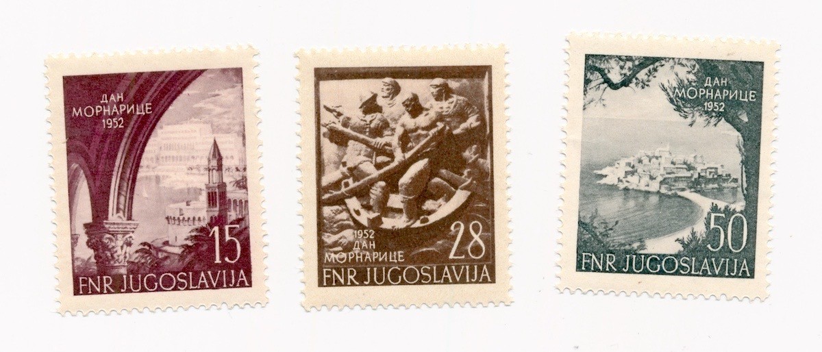 YUGOSLAVIA stamps 15 - 50 Dinara 1952 Marine force day MNH CV $28