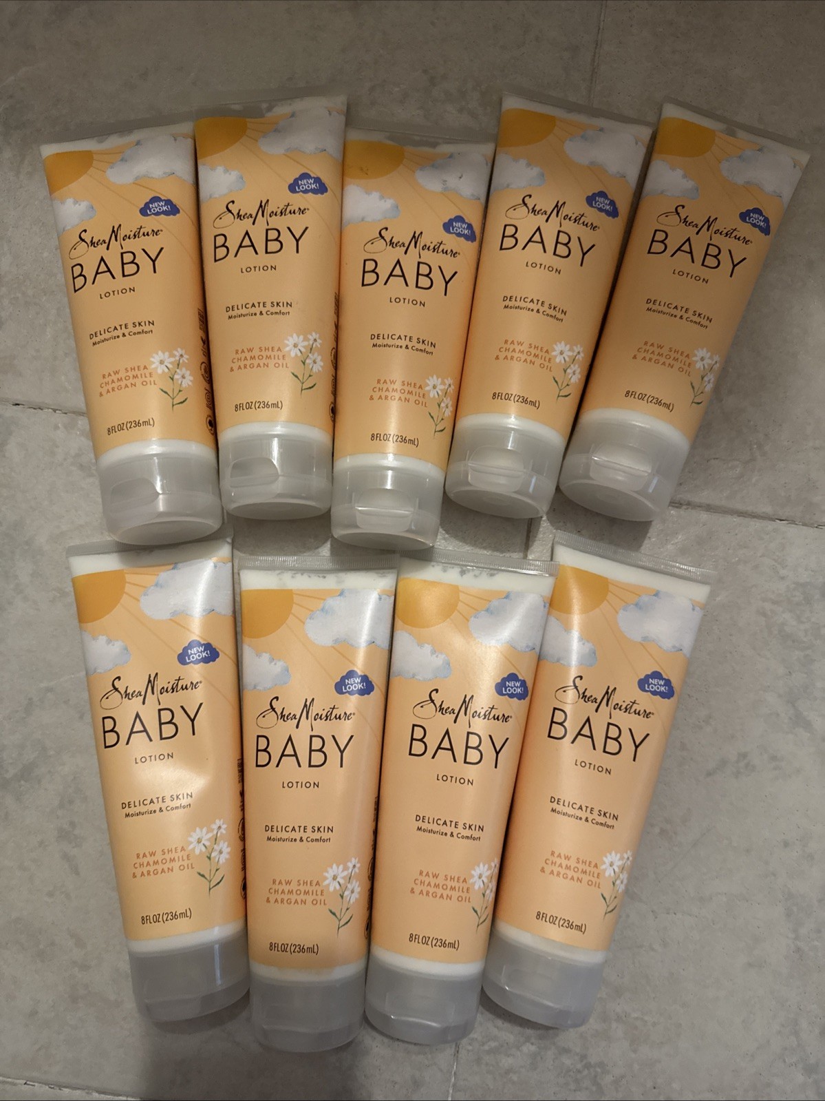 9 Shea Moisture BABY Lotion Raw Shea Chamomile & Argan Oil 8 oz each