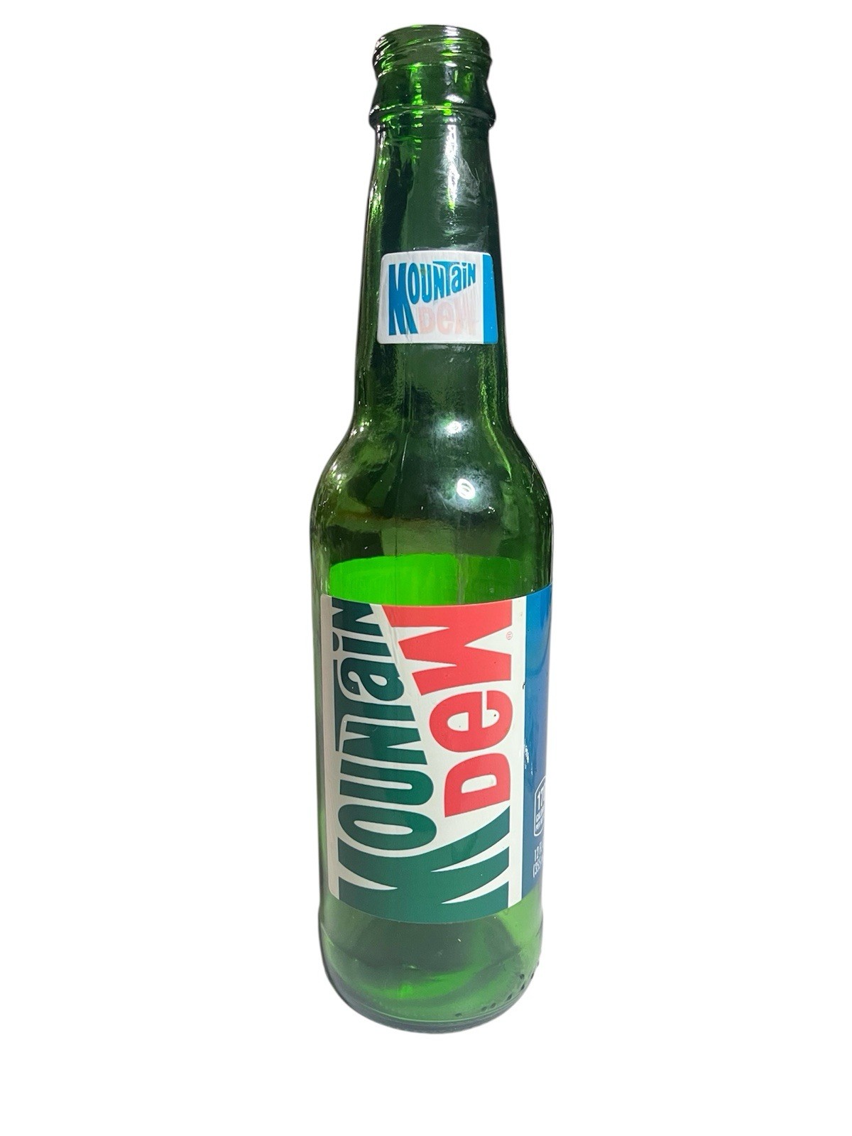 Mountain Dew Vtg 1990s Empty Soda 12oz Green Bottle. Very Good Condition