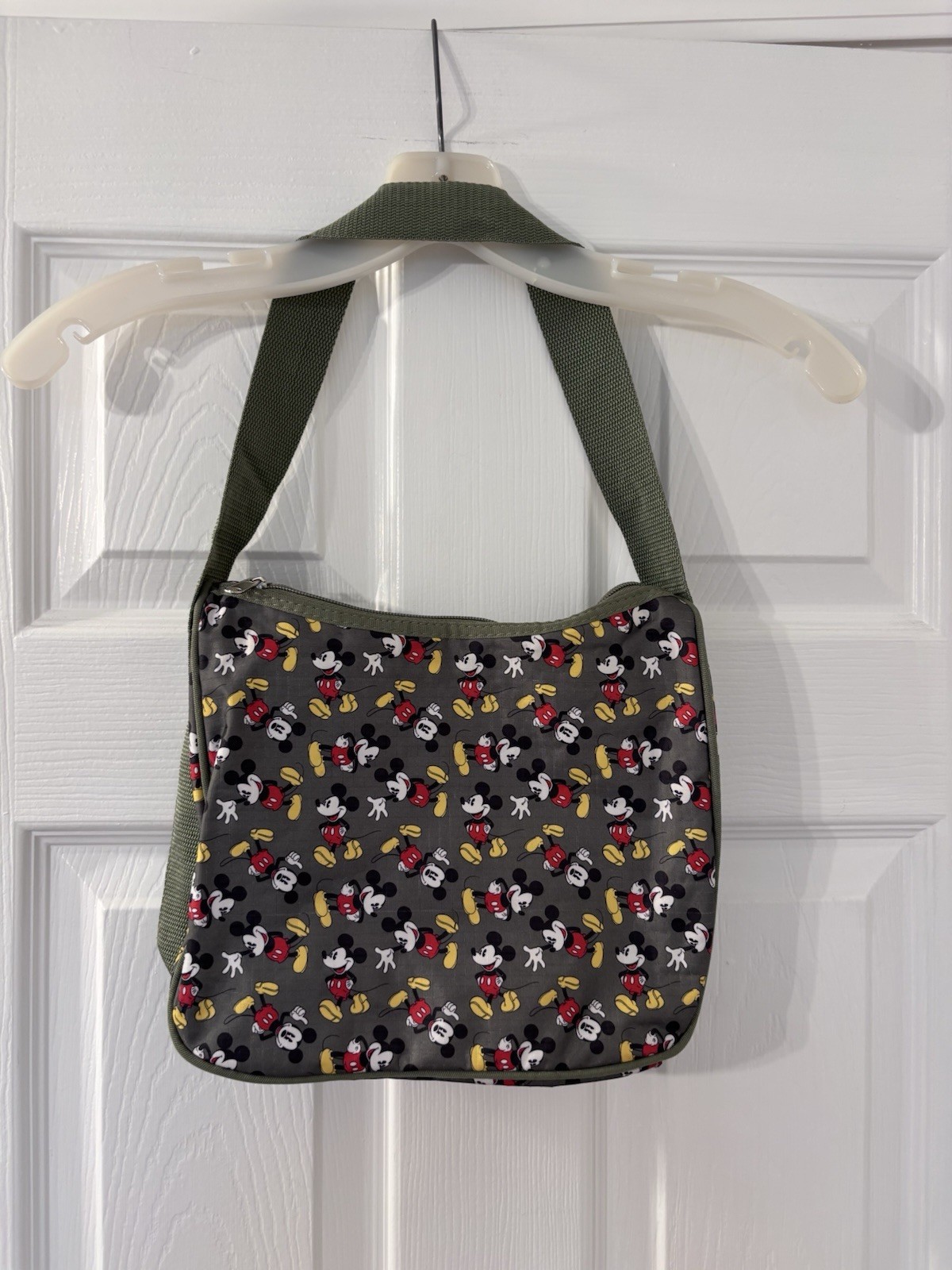 Disney Mickey Mouse Gray Shoulder Bag with Green Strap
