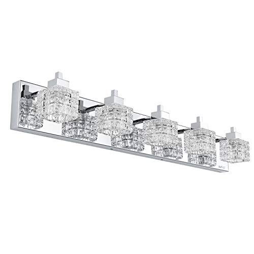  Bathroom Light Fixture, Modern Bathroom Lights Over Mirror 5-Lights Silver