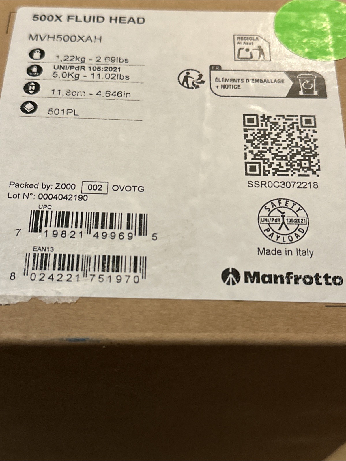 Manfrotto 500X Fluid Video Head|Manfrotto