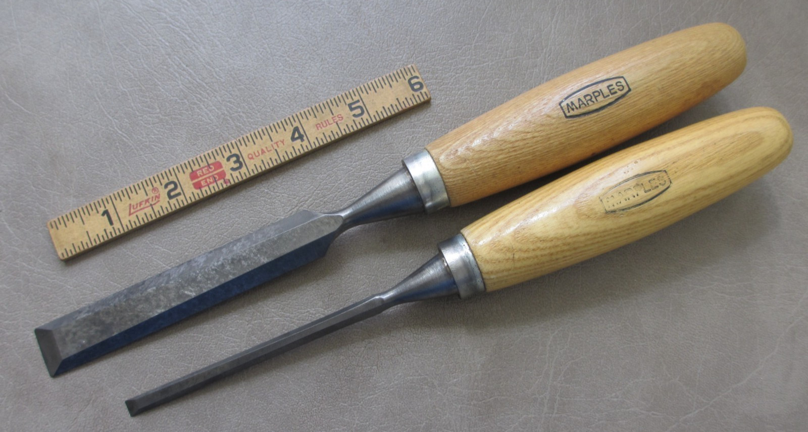 Vintage Marples Bevel Edge Woodworking Wood Chisel Great User Set -  1/4" & 3/4"