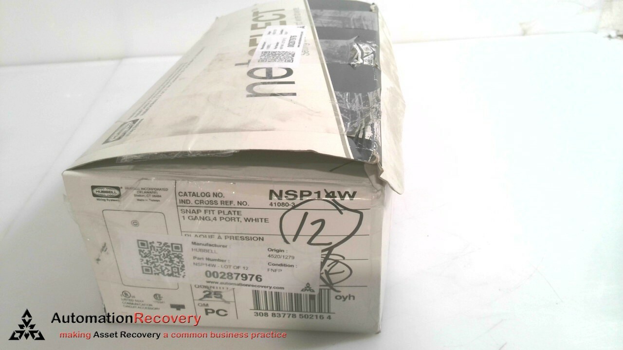 HUBBELL NSP14W , 1 GANG 4 PORT FACE PLATE, NEW #287976