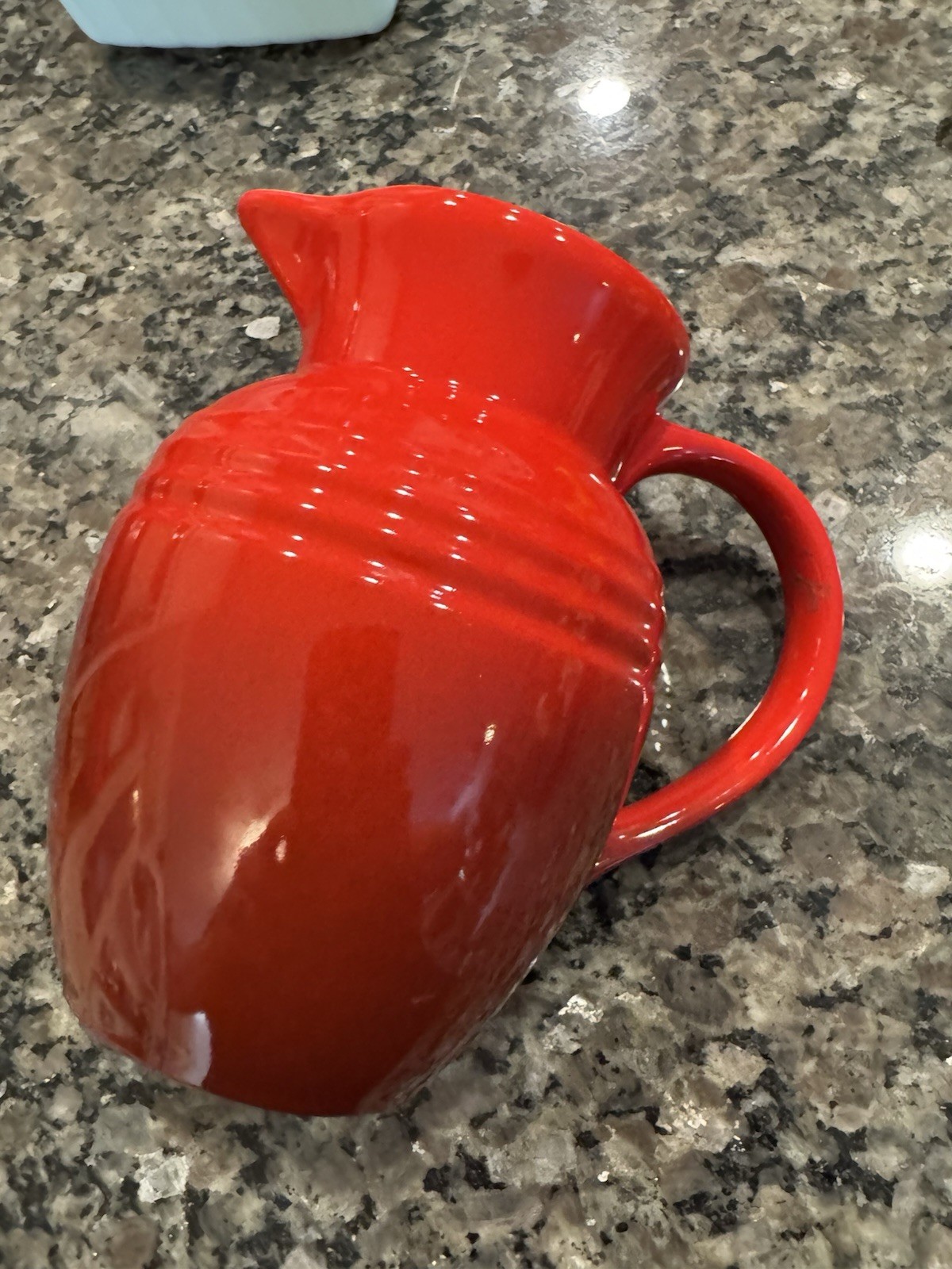 Le Creuset Red Stoneware Pitcher 0.7L Glossy Finish with Handle