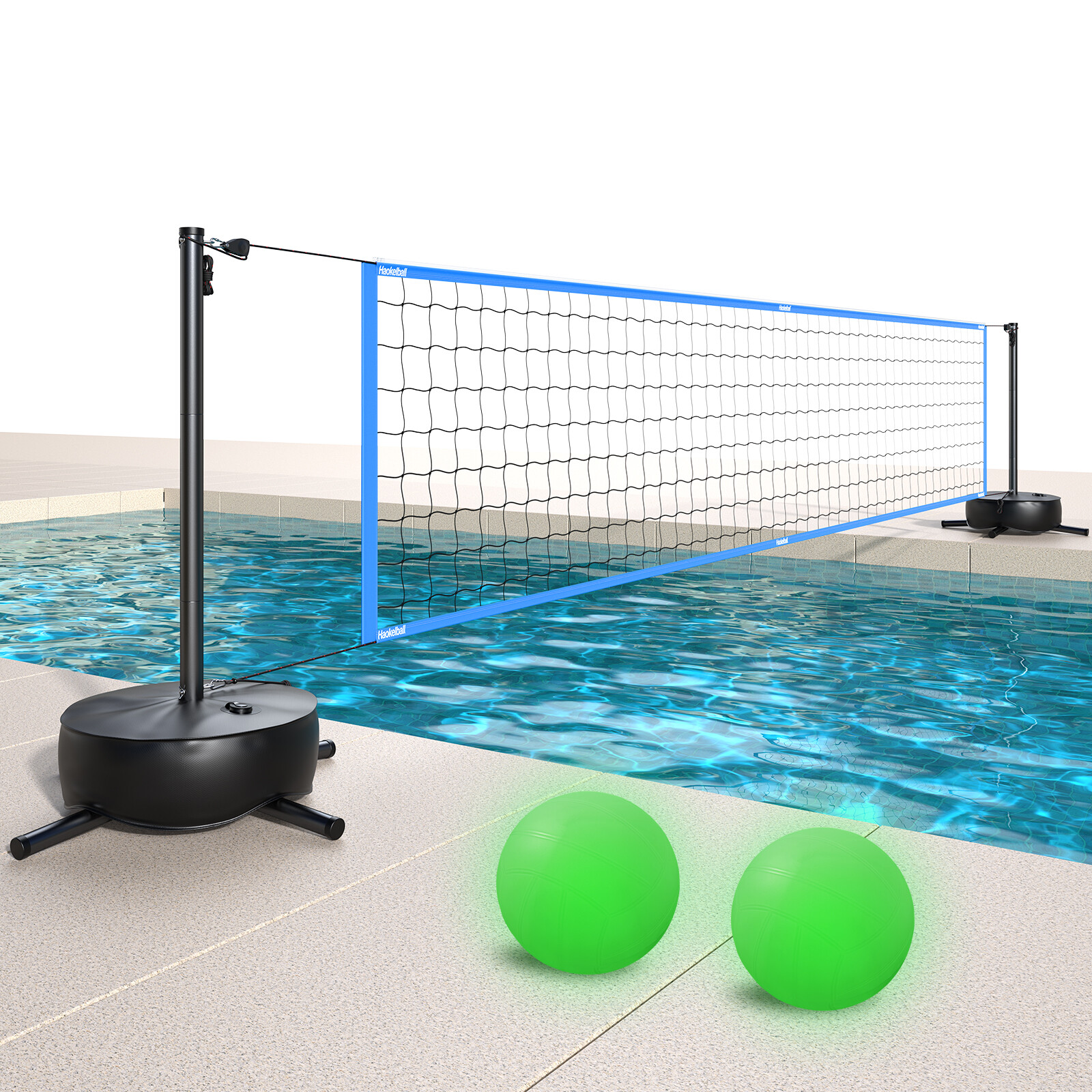 Heavy-Duty Adjustable Pool Volleyball Net LED Light for Inground Pools & Beaches
